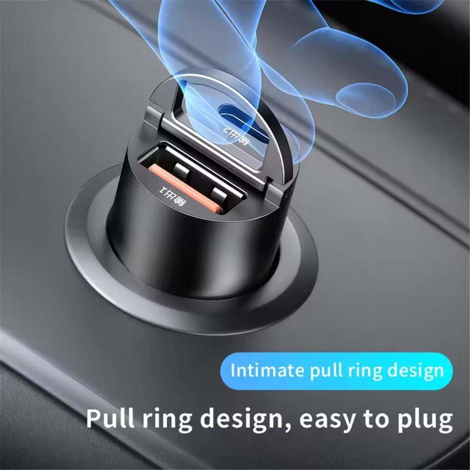 Mini 100W PD QC Pull Ring Fast Charging Car Charger USB C