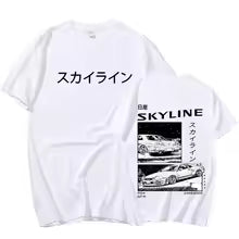 Casual T-Shirt R34 Skyline GTR JDM Oversized Print T Shirts