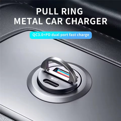 Mini 100W PD QC Pull Ring Fast Charging Car Charger USB C
